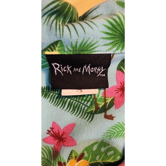 Rick and Morty Men's S Short Sleeve Button Front Hawaiian Shirt - Picture 3 of 5